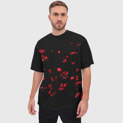 Мужская футболка oversize 3D Красная сакура - фото 2