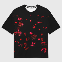Мужская футболка oversize 3D Красная сакура