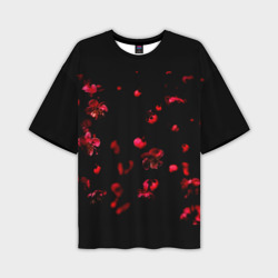 Мужская футболка oversize 3D Красная сакура