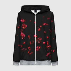 Женская толстовка 3D на молнии Красная сакура