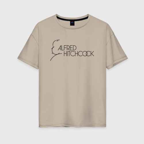 Женская футболка хлопок Oversize с принтом Альфред Хичкок, вид спереди #2