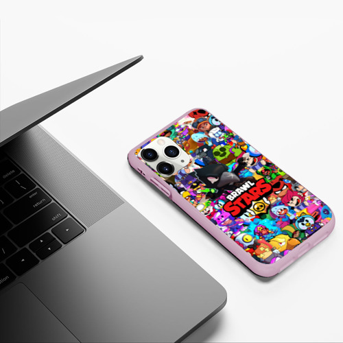 Чехол для iPhone 11 Pro матовый Brawl stars: crow - heroes pattern, цвет розовый - фото 5