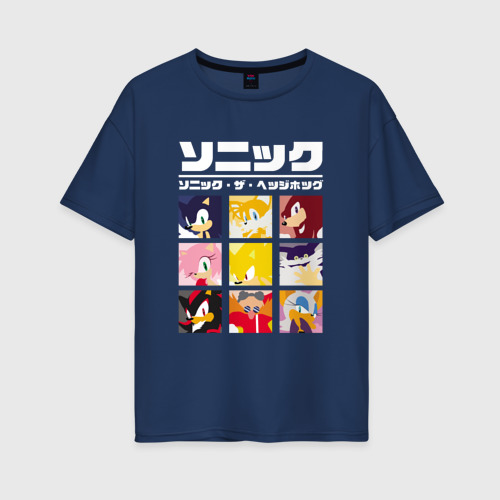 Женская футболка хлопок Oversize с принтом Японский Sonic, вид спереди #2