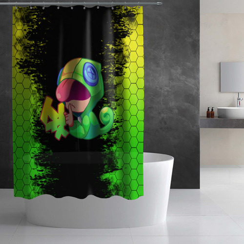 Штора 3D для ванной Бравл Старс Леон - фото 2