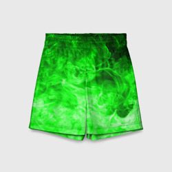 Детские спортивные шорты 3D Огонь green neon