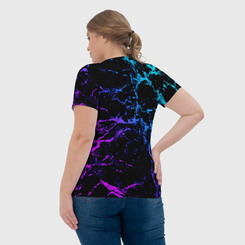 Женская футболка 3D с принтом МРАМОР NEON, вид сзади #2