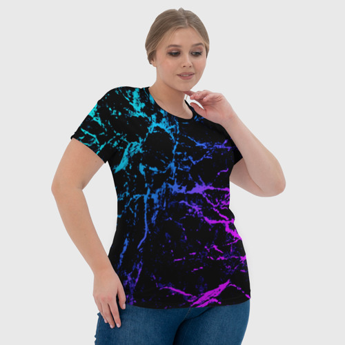 Женская футболка 3D с принтом МРАМОР NEON, фото #4