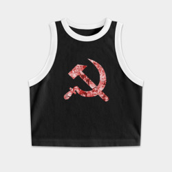 Женская укороченная майка-топ хлопок Ахегао СССР