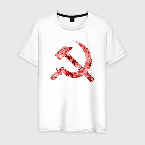 Мужская футболка из хлопка с принтом Ахегао СССР, вид спереди №1