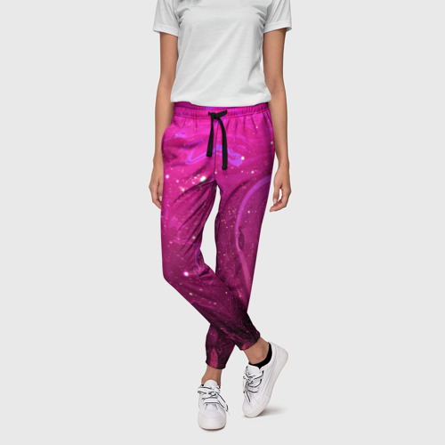 Женские брюки 3D Розовый космос, цвет 3D печать - фото 3