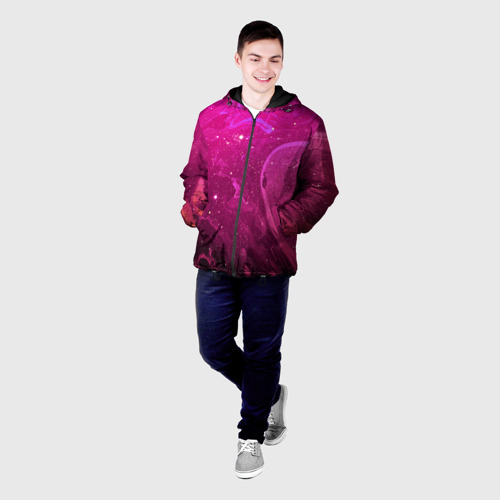 Мужская куртка 3D с принтом РОЗОВЫЙ КОСМОС, фото на моделе #1