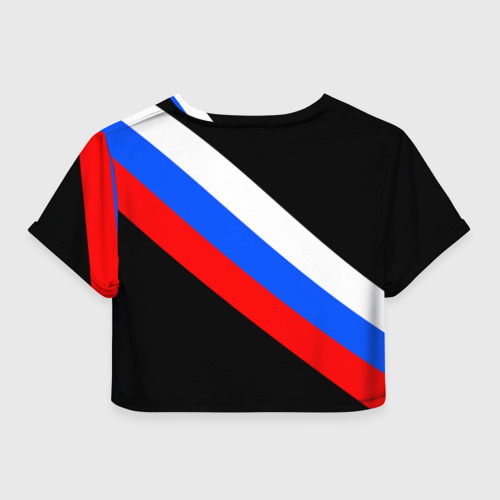 Женская футболка Crop-top 3D Россия, цвет 3D печать - фото 2