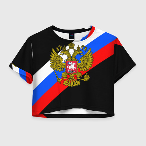 Женская футболка Crop-top 3D Россия, цвет 3D печать