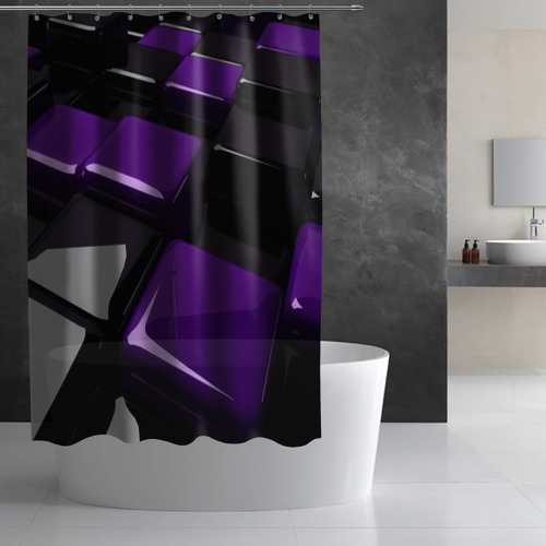 Штора 3D для ванной Неоновая геометрия - фото 3