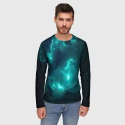 Мужской лонгслив 3D Неоновый космос neon space - фото 2