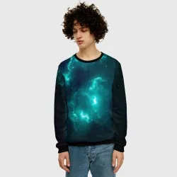 Мужской свитшот 3D Неоновый космос neon space - фото 2