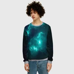 Мужской свитшот 3D Неоновый космос neon space - фото 2