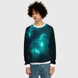 Мужской свитшот 3D Неоновый космос neon space - фото 2