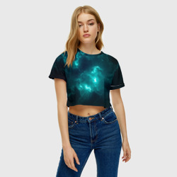 Женская футболка Crop-top 3D Неоновый космос neon space - фото 2