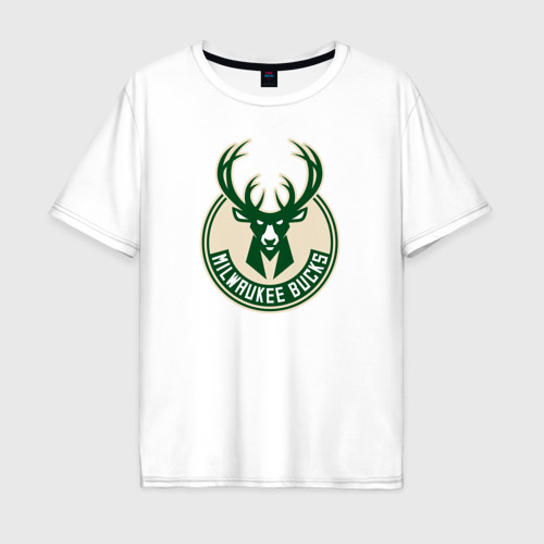 Мужская футболка из хлопка оверсайз с принтом Milwaukee Bucks 1, вид спереди №1
