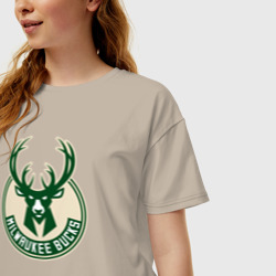 Женская футболка хлопок Oversize Milwaukee Bucks 1 - фото 2
