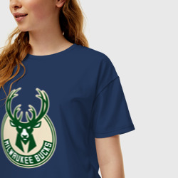 Женская футболка хлопок Oversize Milwaukee Bucks 1 - фото 2