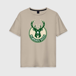 Женская футболка хлопок Oversize Milwaukee Bucks 1