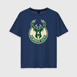 Женская футболка хлопок Oversize Milwaukee Bucks 1