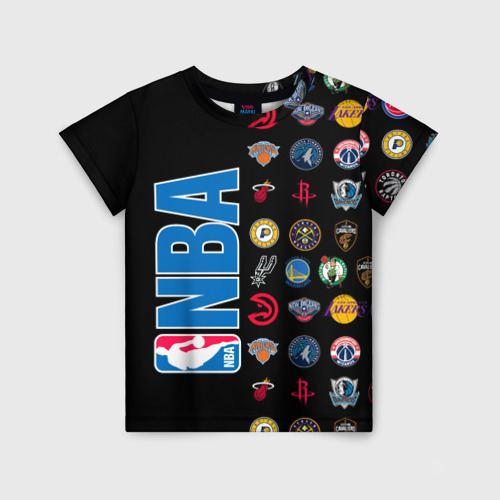 Детская футболка с принтом NBA Team Logos 1, вид спереди №1