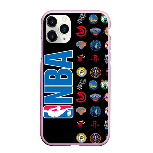 Чехол для iPhone 11 Pro Max матовый NBA Team Logos 1, цвет розовый