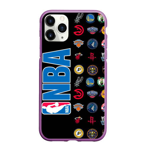 Чехол для iPhone 11 Pro Max матовый NBA Team Logos 1, цвет фиолетовый