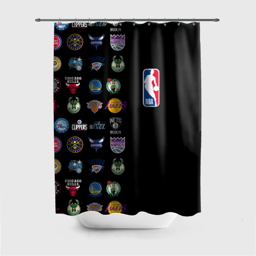 Штора 3D для ванной NBA Team Logos 2