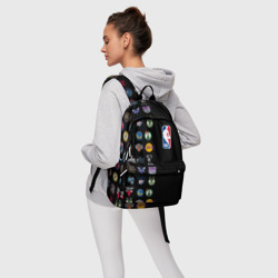 Рюкзак с принтом NBA Team Logos 2 для любого человека, вид спереди №4. Цвет основы: белый