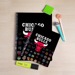 Тетрадь с принтом Chicago Bulls 1 для любого человека, вид спереди №2. Цвет основы: крупная клетка