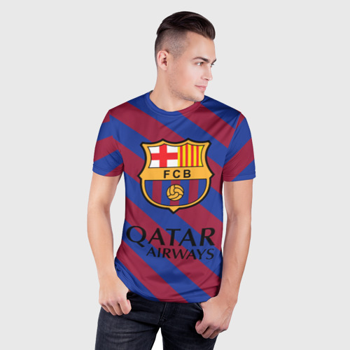 Мужская футболка 3D Slim Barcelona Qatar, цвет 3D печать - фото 3
