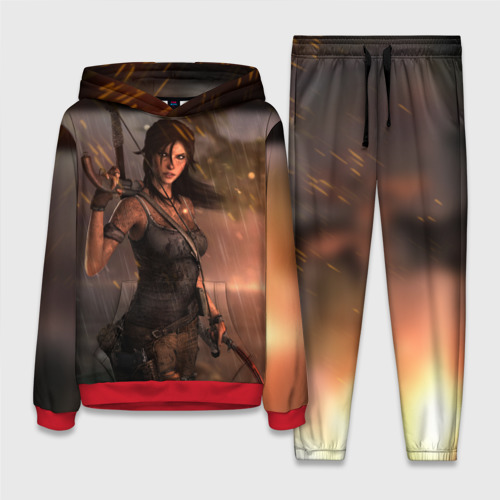 Женский костюм с толстовкой 3D Tomb Raider, цвет красный