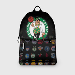 Рюкзак с принтом Boston Celtics 1 для любого человека, вид спереди №3. Цвет основы: белый