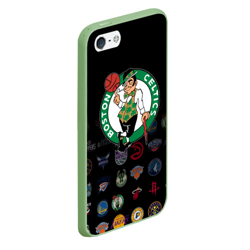 Чехол для iPhone 5/5S матовый Boston Celtics 1, цвет салатовый - фото 3