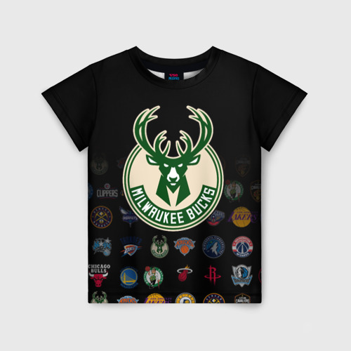 Детская футболка 3D Milwaukee Bucks 3, цвет 3D печать