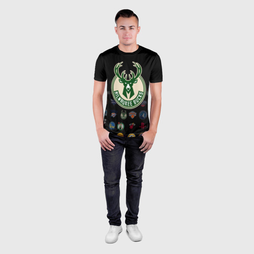 Мужская футболка 3D Slim Milwaukee Bucks 3, цвет 3D печать - фото 4