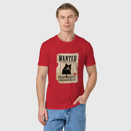 Мужская футболка хлопок Кот, цвет красный - фото 3