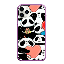 Чехол для iPhone 11 Pro Max матовый Много панд