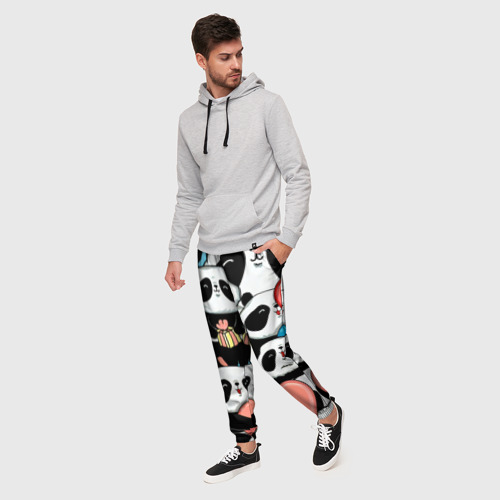 Мужские брюки 3D Много панд, цвет 3D печать - фото 3