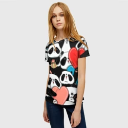 Женская футболка 3D Много панд - фото 2