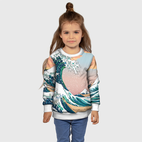 Детский свитшот 3D Большая волна в канагаве, цвет 3D печать - фото 7