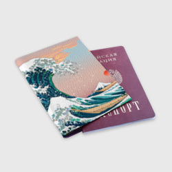 Обложка для паспорта матовая кожа Большая волна в канагаве - фото 2