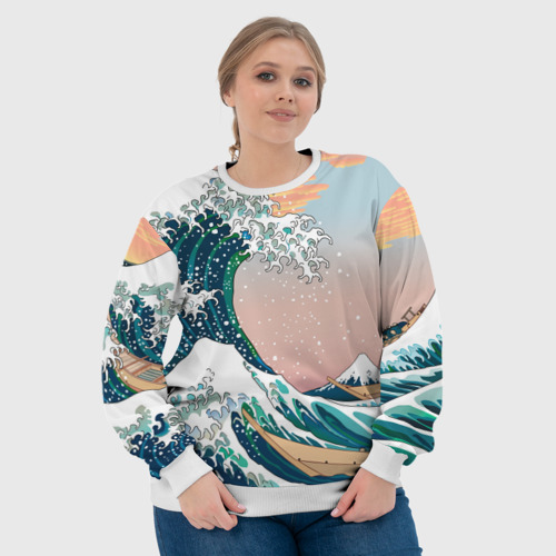 Женский свитшот 3D Большая волна в канагаве, цвет 3D печать - фото 6
