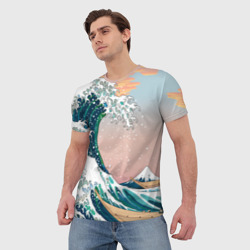 Мужская футболка 3D Большая волна в канагаве - фото 2