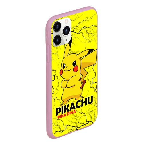 Чехол для iPhone 11 Pro Max матовый Pikachu Pika Pika, цвет розовый - фото 3