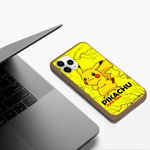 Чехол для iPhone 11 Pro Max матовый Pikachu Pika Pika, цвет коричневый - фото 5